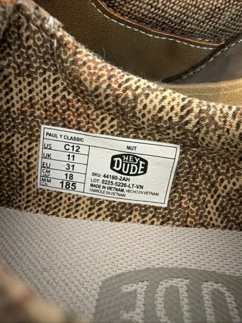 Hey Dude Paul Youth Classic Tan Kids Slip On Shoes Size C12 Excellent